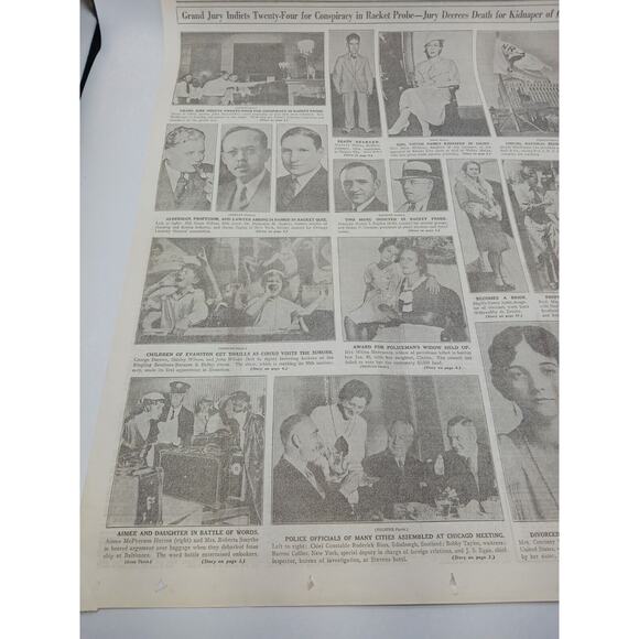1933 Newspaper Page Raising First N R A Flag Jury Indicts 24 in Racket Probe - Picture 7 of 13